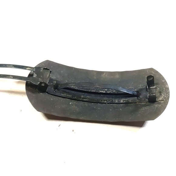 Tension Barrette Hammered Brass Design 3" Long Classic France - Picture 7 of 7